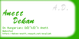 anett dekan business card